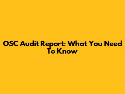 OSC Audit Report: What You Need To Know