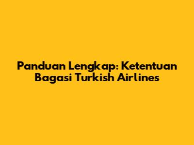 Panduan Lengkap: Ketentuan Bagasi Turkish Airlines